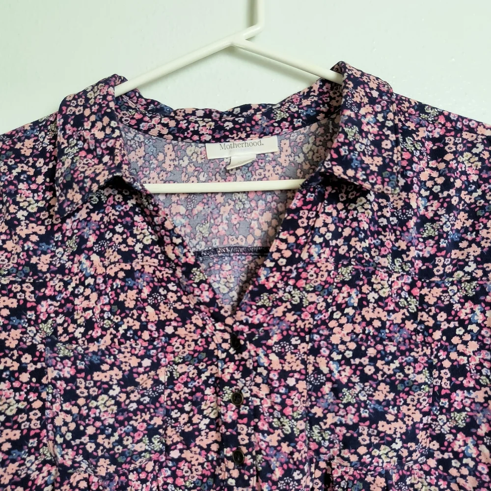 Motherhood Maternity XL Tunic Top Purple Floral
